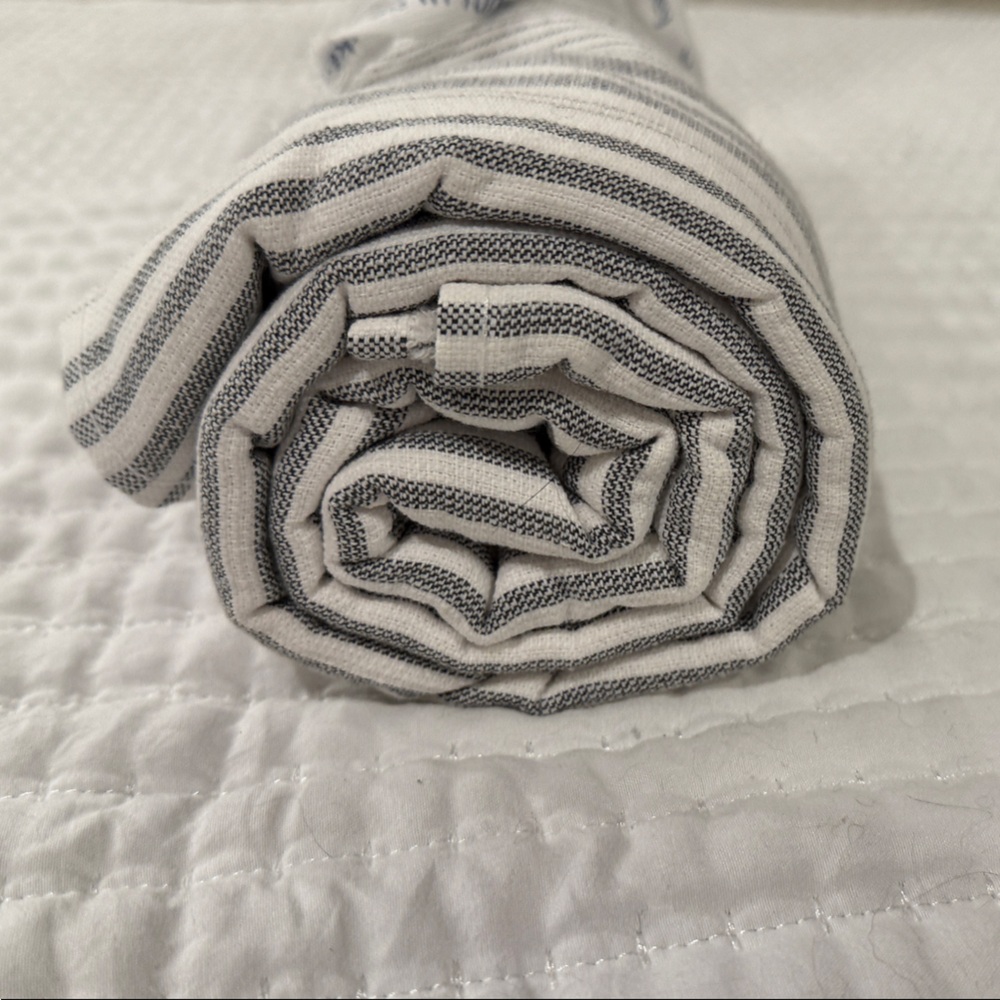 Boutique Hotel Turkish Cotton Bath Sheet 36x68 Gray White Stripe Luxury Towel - Picture 5 of 5